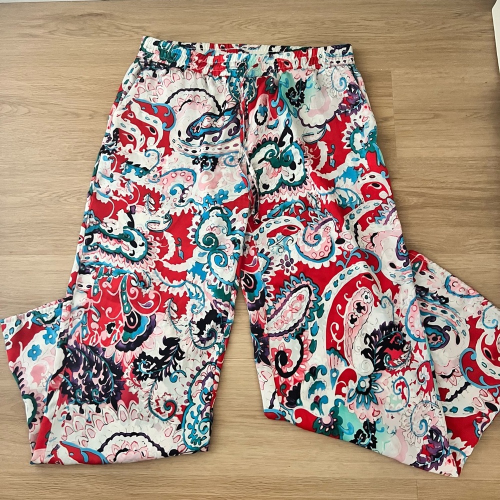 NWT Zara Multicolor Abstract Print Pants L